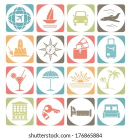 Travel icons. Vector.  EPS-10 (non transparent elements,non gradient).