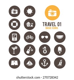 Travel icons. Vector illustration.