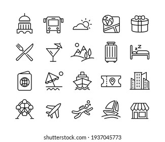 Travel Icons - Vector Line. Editable Stroke. Vector Graphic