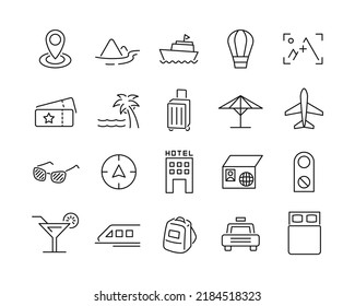 Travel Icons - Vector Line. Editable Stroke. 