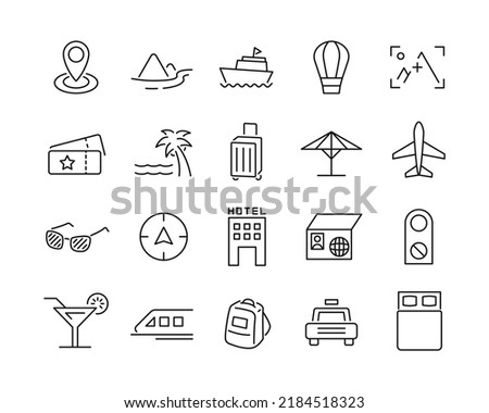 Travel Icons - Vector Line. Editable Stroke. 
