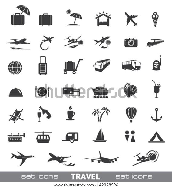 Travel Icons Vector Set Stock Vector (Royalty Free) 142928596 ...