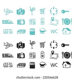 Travel icons vector sketch set