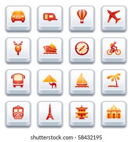 Travel icons for web.  Red and yellow series.