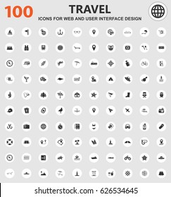 Travel icons for web and user interface design