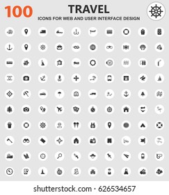Travel icons for web and user interface design