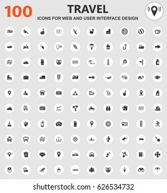 Travel icons for web and user interface design