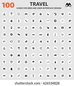 Travel icons for web and user interface design