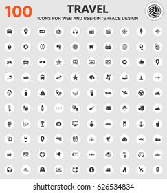 Travel icons for web and user interface design