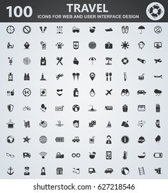 Travel icons for web and user interface design