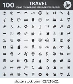 Travel icons for web and user interface design