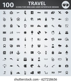 Travel icons for web and user interface design