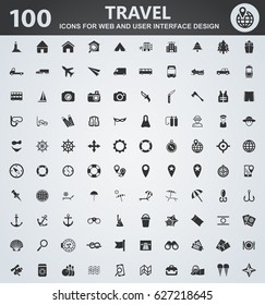 Travel icons for web and user interface design