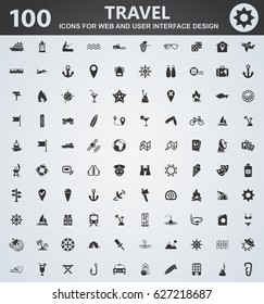 Travel icons for web and user interface design