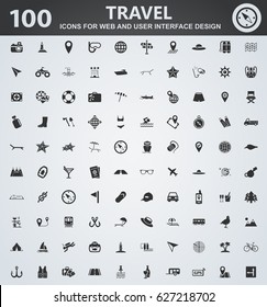 Travel icons for web and user interface design