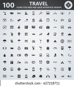 Travel icons for web and user interface design