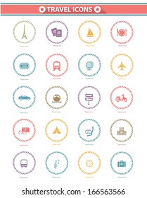 Travel icons,Colorful version,White background,vector