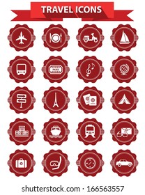 Travel icons,Red version,White background,vector