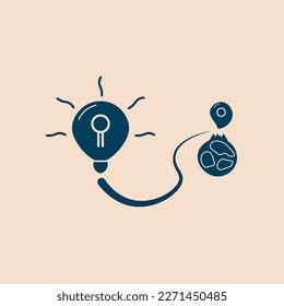 Ideas de viaje, concepto de plan vacacional con bombilla creativa. icono de vector plano
