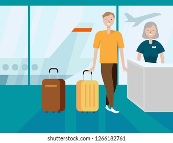 Travel illustration. Bag with different travel elements vector illustration. Travel concept