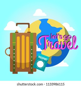 Adventure Begins Advertising Vacation Travelling Poster Stock Vector ...