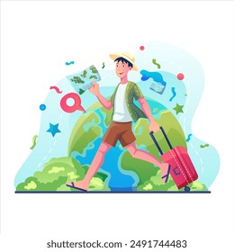 The travel illustration design uses a modern style