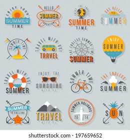 Travel illustration elements and labels
