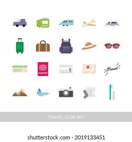 Travel Illustration Icon Set (white Background, Vector, Cut Out)