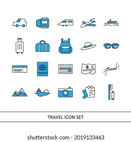 Travel Illustration Icon Set (white Background, Vector, Cut Out)