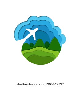 travel illustration paper cut concept