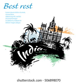 Travel India grunge style design for your business easily editable elements, vector illustration