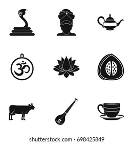 Travel to India icon set. Simple style set of 9 travel to India vector icons for web isolated on white background