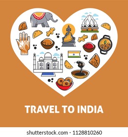 Travel to India vector heart poster