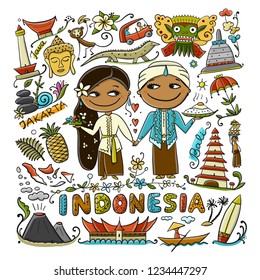 Travel to Indonesia. Greeting card for your design