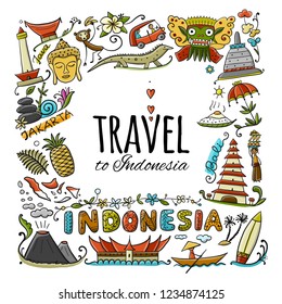 Travel to Indonesia. Greeting card for your design