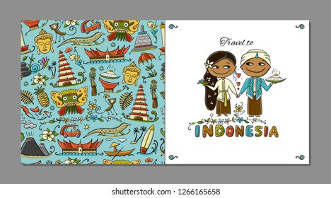 Travel to Indonesia. Greeting card for your design