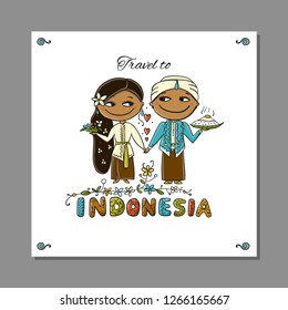 Travel to Indonesia. Greeting card for your design