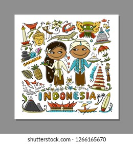 Travel to Indonesia. Greeting card for your design