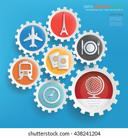Travel info graphic design on blue background,vector