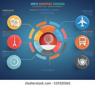 
Travel info graphic design on blue background,vector