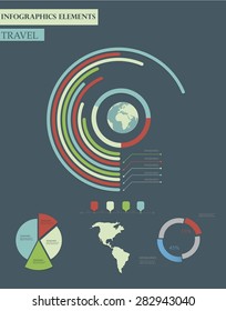 Travel info graphics with data icons and elements