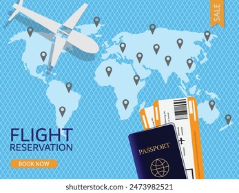 Travel infograph. Flight reservation banner.