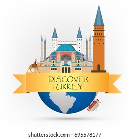 Travel infographic ,Amazing  Turkey banner , Istanbul  infographic ,  Discover Turkey concept.