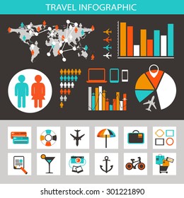 Travel infographic with icons and elements.