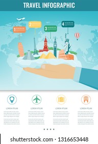 Travel infographic. Infographics for business, web sites, presentations, advertising. Travel and Tourism concept. Vector illustration