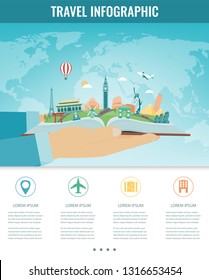 Travel infographic. Infographics for business, web sites, presentations, advertising. Travel and Tourism concept. Vector illustration