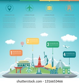 Travel infographic. Infographics for business, web sites, presentations, advertising. Travel and Tourism concept. Vector illustration