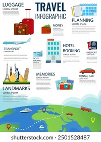 Travel infographic. Infographics for business, web sites, presentations, advertising. Travel and Tourism concept. Vector illustration