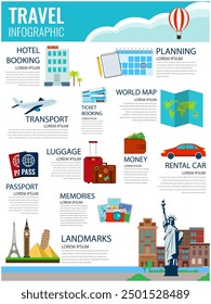 Travel infographic. Infographics for business, web sites, presentations, advertising. Travel and Tourism concept. Vector illustration