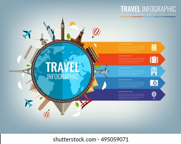 Travel infographic. Infographics for business, web sites, presentations, advertising. Travel and Tourism concept. Vector illustration